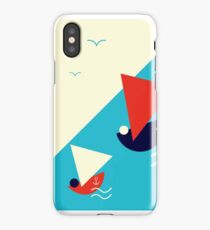 Suprematism styled nautical illustration: summer sail boat racing iPhone Case