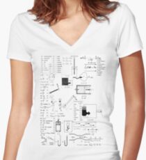 Speed, way distance, time, acceleration, velocity, displacement, acceleration, force, weight, period, radius Women's Fitted V-Neck T-Shirt