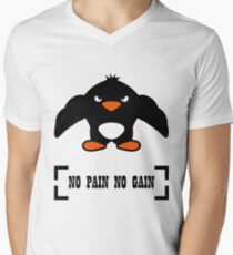 t-shirt shirt no pain no gain penguin woman and men Men's V-Neck T-Shirt