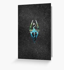 Skyrim Logo - Forest Scene Embossed in Granite Greeting Card