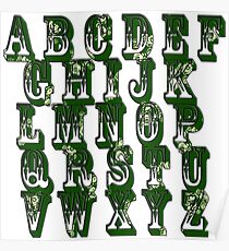 Green Canal Flowers Alphabet Poster