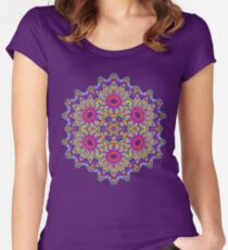 Psychedelic Large Print Mandala Women's Fitted Scoop T-Shirt