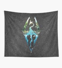 Skyrim Logo - Forest Scene Embossed in Granite Wall Tapestry