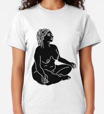 Meditating woman in black figure style Classic T-Shirt