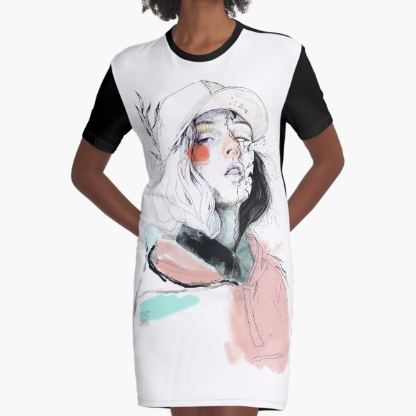COLLABORATION ELENA GARNU / JAVI CODINA Graphic T-Shirt Dress