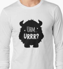 black and white cartoon monster sillouette Long Sleeve T-Shirt