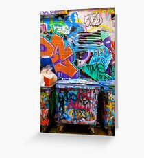 Graffiti on a trash bin - Melbourne city Australia Greeting Card