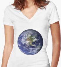 Earth, nebula,hubble,telescope,space,astrology,nasa,astronomy,stargazing Women's Fitted V-Neck T-Shirt