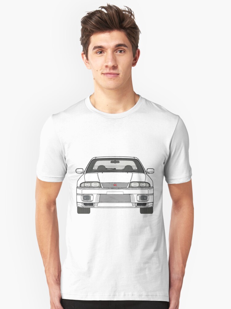 Alternative Ansicht von Nissan Skyline R33 GT-R (front) V2.0 Slim Fit T-Shirt