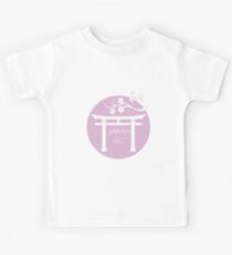 Branch of cherry blossoms and torii, ritual gates. Kids Tee
