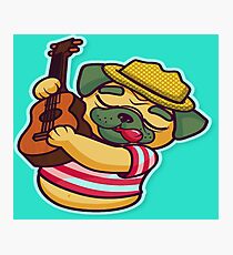 Lovely pug playing guitar Photographic Print