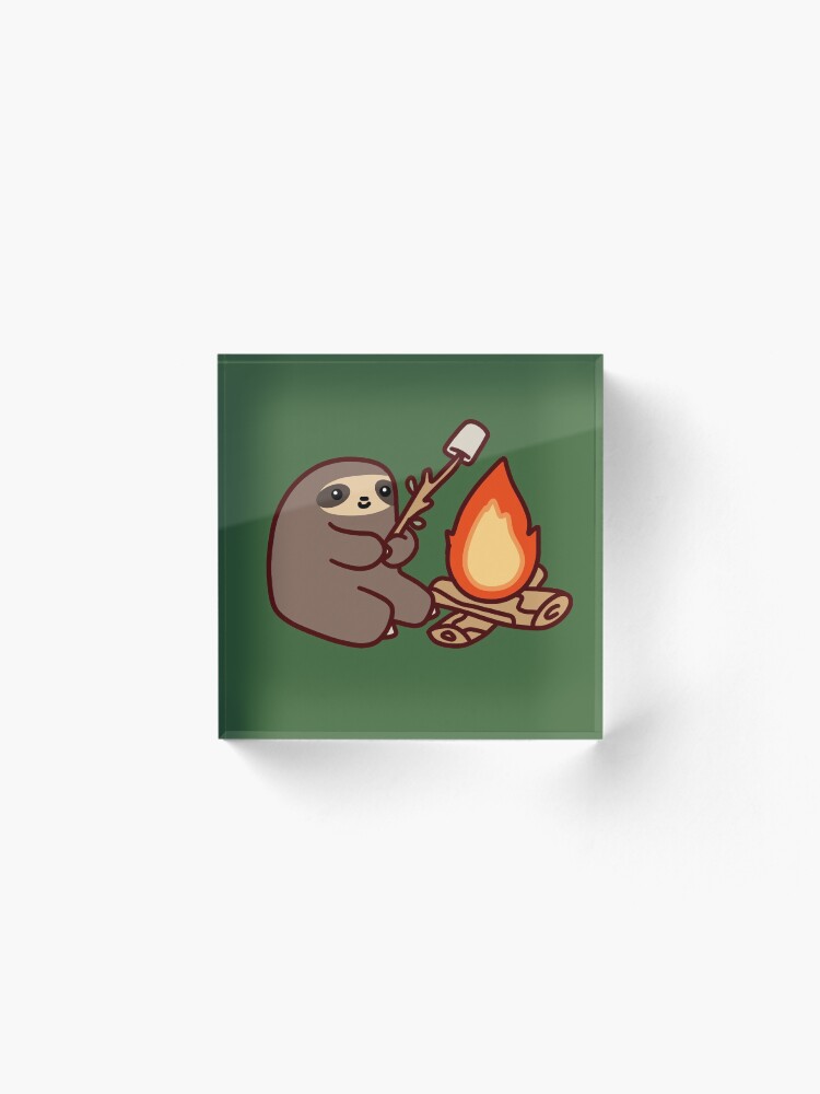 Alternate view of Campfire Sloth Acrylic Block