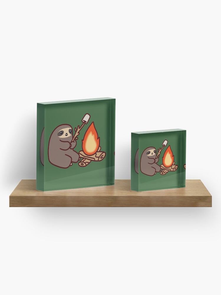 Alternate view of Campfire Sloth Acrylic Block