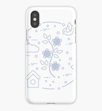 Sun, cloud, bird, flower, butterfly, birdhouse. iPhone Case/Skin