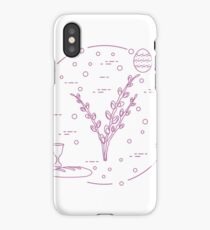 Easter cake, willow branches, bell, bowl, egg. iPhone Case/Skin