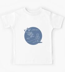 Branch of cherry blossoms and asian woman. Kids Tee