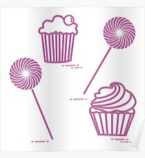 Lollipops and cakes. Poster