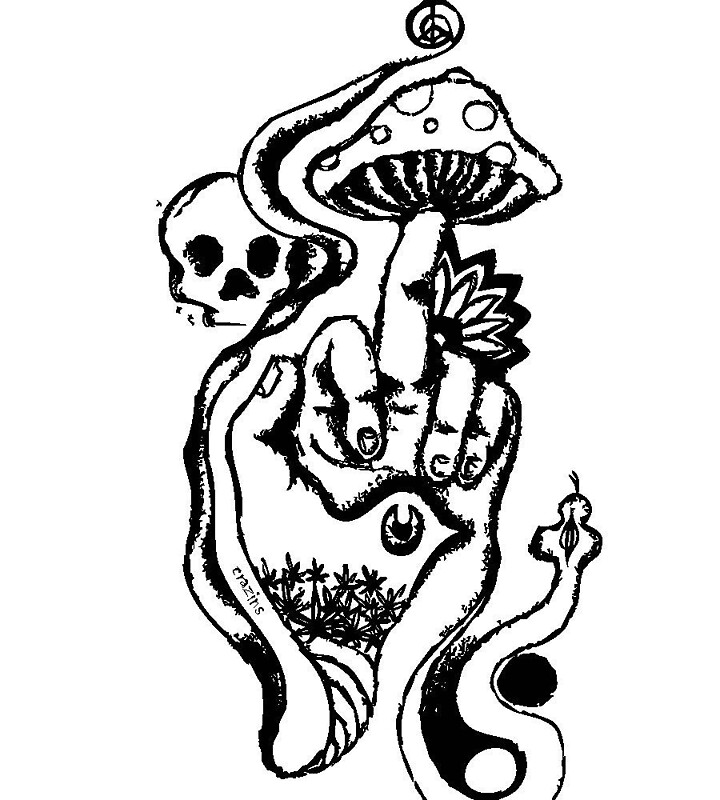 "Trippy Nature Hand Middlefinger Drawing" by SAVERA Company | Redbubble