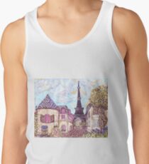 Paris Eiffel Tower inspired pointillism landscape by Kristie Hubler Tank Top