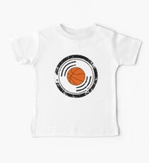 Distressed Circular Basketball Design Baby Tee