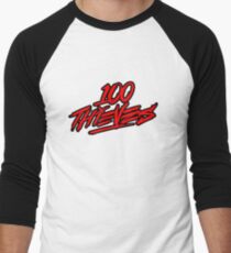 100 Thieves || RED & Black Men's Baseball Âľ T-Shirt