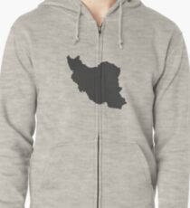 Iran Love in Charcoal Zipped Hoodie