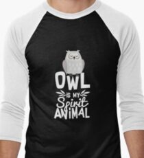 Cute Owl Is My Spirit Animal Funny Quote T Shirt Men's Baseball ¾ T-Shirt