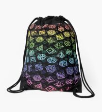 D20 Dice Set Pattern (Rainbow) Drawstring Bag