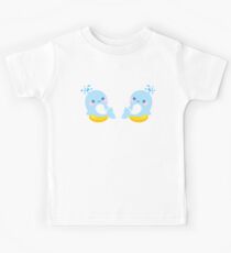 Kawaii whale sunbathing pattern Kids Tee