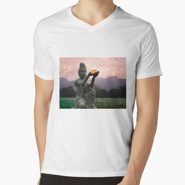 Buddha at sunset V-Neck T-Shirt