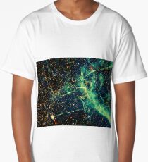 Cool Green Yellow And Black Universe - Space Design Long T-Shirt