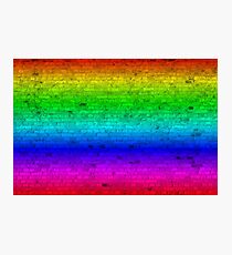 Bright Neon Rainbow Color Brick Wall Photographic Print