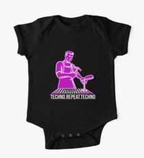 Techno. Repeat. Techno. Old School Rave One Piece - Short Sleeve