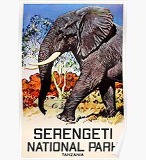 Serengeti Nationalpark Tansania Weinlese-Elefant Afrika Poster