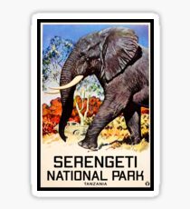 Serengeti National Park Tanzania Vintage Elephant Africa Sticker