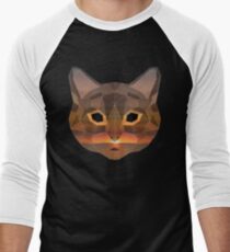 Low Poly Double Exposure Cat Men's Baseball ¾ T-Shirt