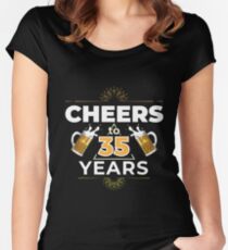 Cheers To 35 Years Birthday Gift Women's Fitted Scoop T-Shirt