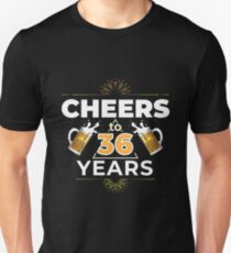 Cheers To 36 Years Birthday Gift Unisex T-Shirt