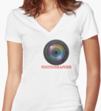 photographer Women's Fitted V-Neck T-Shirt