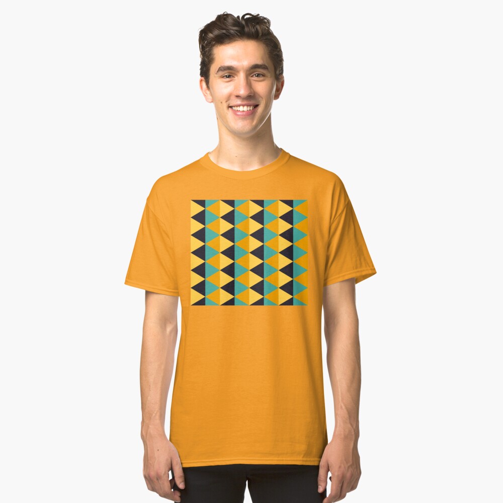 Geometric Pattern: Split Diamond: Blue/Yellow Classic T-Shirt