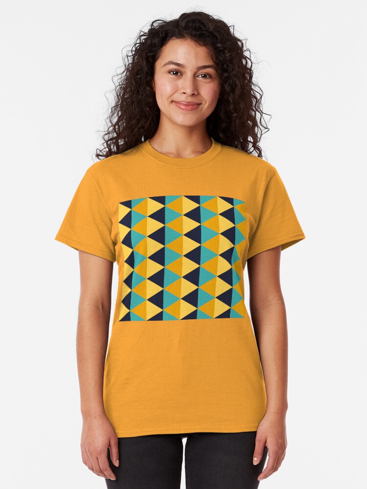 Alternate view of Geometric Pattern: Split Diamond: Blue/Yellow Classic T-Shirt