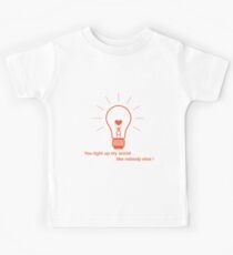 Glowing light bulb with glower in shape of heart. Kids Tee