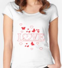 Romantic clock, butterflies and hearts Valentine's Women's Fitted Scoop T-Shirt