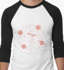 Science: telescope, sun, moon, planets, stars. Men's Baseball ¾ T-Shirt