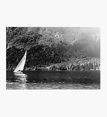 Sailing boat in mountain's lake - Lake of Predil (Tarvisio - Italy) Photographic Print