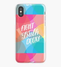 Fight Truth Decay - Warm Rainbow, Circle Patterned Background, White Letters iPhone Case/Skin