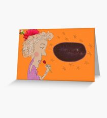 Girl With Flower Thinks About the Universe Greeting Card