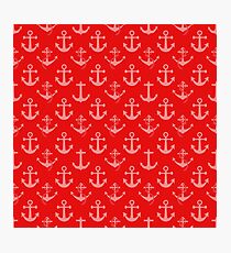 Nautical Red Sail Boat Anchors Photographic Print