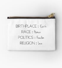 birthplace earth race human politics freedom religion love Studio Pouch