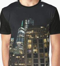 Building, Skyscraper, New York, Manhattan, Street, Pedestrians, Cars, Towers Graphic T-Shirt